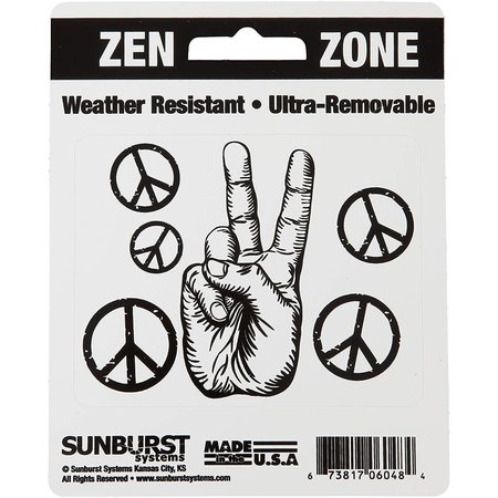 Sunburst Systems Decal Hand Peace Sign 2.75 in x 3.5 in, 12-Pack PK 6248